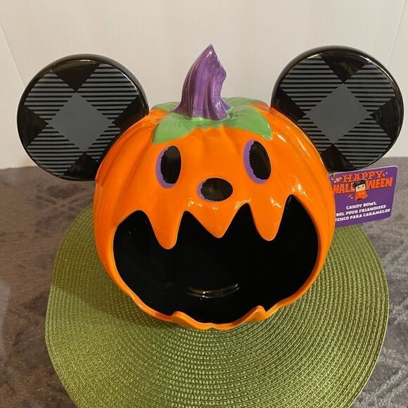 Disney Parks Mickey Mouse Pumpkin Candy Bowl NWT - Picture 4 of 13